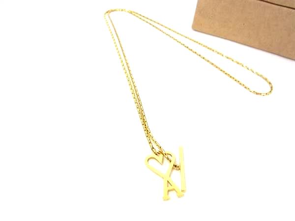 ■美品■ ami Alexandre Mattiussi アミアレクサンドルマテュッシ ネックレス ペンダント アクセサリー レディース ゴールド系 FJ2931