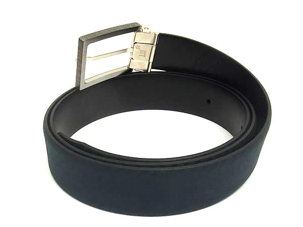 ■新品同様■ S.T.Dupont エス･テー･デュポン レザー シルバー金具 ベルト 表記サイズ 90/36 メンズ ネイビー系 FJ5682