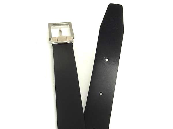 ■新品同様■ S.T.Dupont エス･テー･デュポン レザー シルバー金具 ベルト 表記サイズ 90/36 メンズ ネイビー系 FJ5682