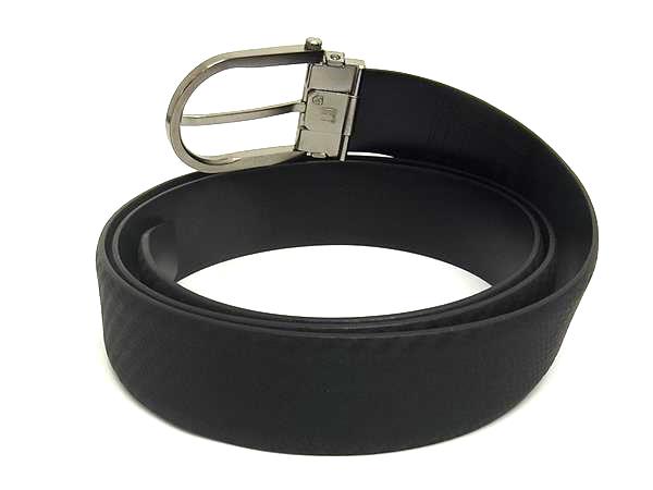 ■新品同様■ dunhill ダンヒル レザー シルバー金具 ベルト 表記サイズ 42/107 レディース メンズ ブラック系×シルバー系 FJ5710 □新品同様□ dunhill ダンヒル レザー シルバー金具 ベルト 表記