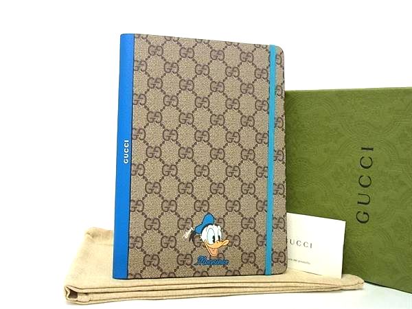 ■新品■未使用■ GUCCI グッチ ディズニー コラボ ドナルドダック GGスプリーム PVC ノートブック 手帳 ブラウン系 FJ7545