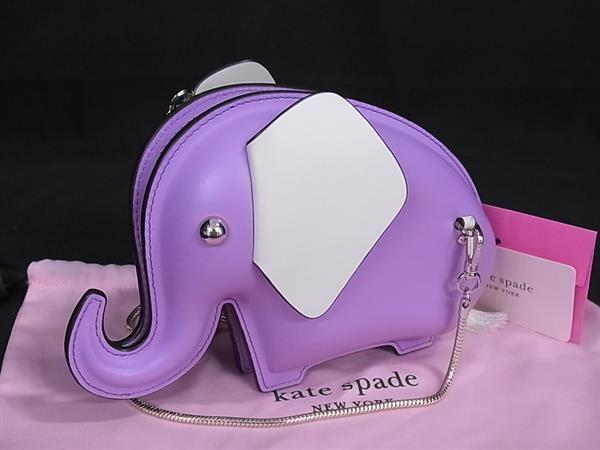 ■新品同様■ kate spade ケイトスペード PXRUB056 レザー エレファント 象 ショルダーバッグ クロスボディ パープル系 FJ7589