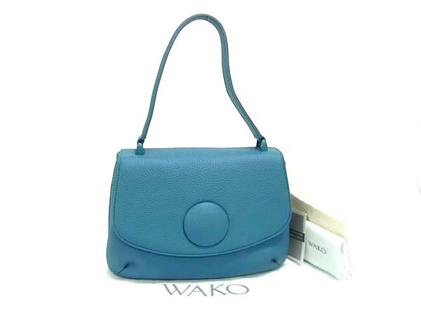 ■新品■未使用■ WAKO 和光 ワコー マナコ レザー ワンショルダーバッグ 肩掛け レディース ブルー系 FJ7603