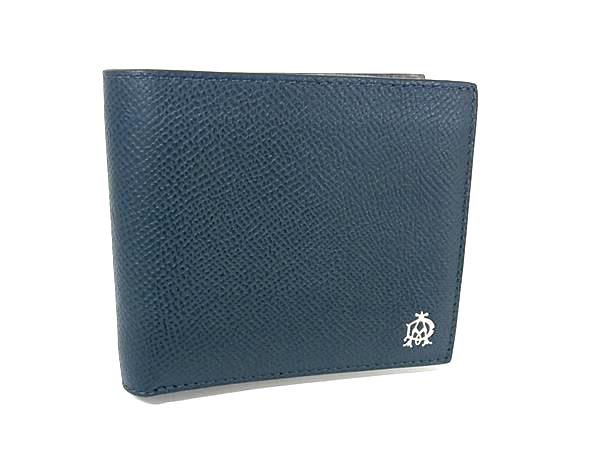 ■極美品■ dunhill ダンヒル カドガン レザー 二つ折り 財布 ウォレット 札入れ 小銭入れ カード入れ メンズ グリーン系 FJ9104