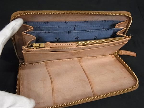 ■新品■未使用■ TROIS CLEFS トワクレ レザー ラウンドファスナー 長財布 ウォレット ライトブラウン系 FK0842_2