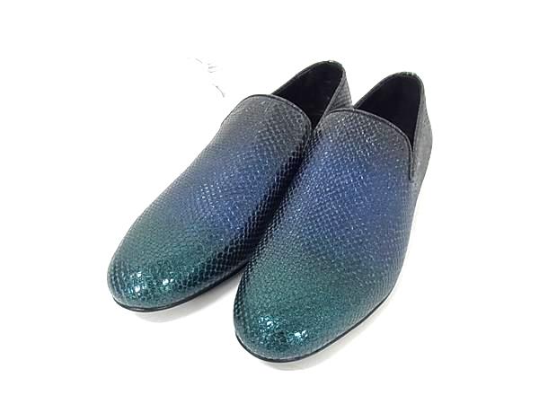 ■極美品■ JIMMY CHOO ジミーチュウ パイソン調 ドレスシューズ スリッポン サイズ 43 (約28cm) 靴 メンズ マルチカラー FK6576