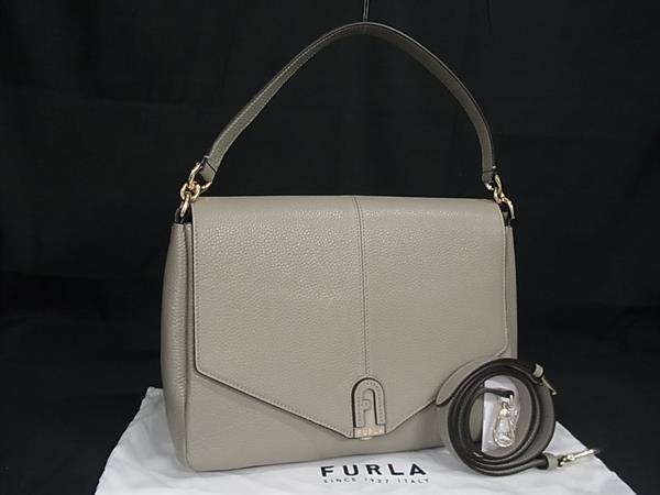 フルラ ダフネ 2way ショルダーバッグ ハンドバッグ アーチロゴ グレージュ □新品□未使用□ FURLA フルラ ダフネ レザー 2WAY ハンドバッグ