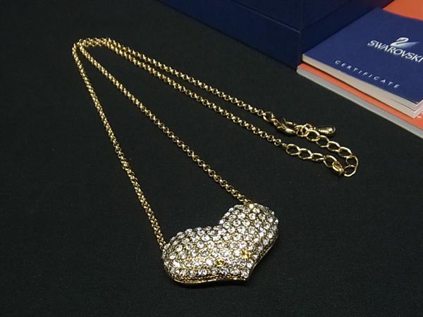■新品同様■ SWAROVSKI スワロフスキー ラインストーン ハート ネックレス ペンダント アクセサリー レディース ゴールド系 FL4544