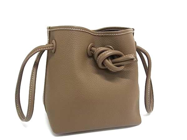 ■新品同様■ VASIC ヴァジック ボンド レザー 巾着型 ハンドバッグ トートバッグ レディース ブラウン系 FL5910