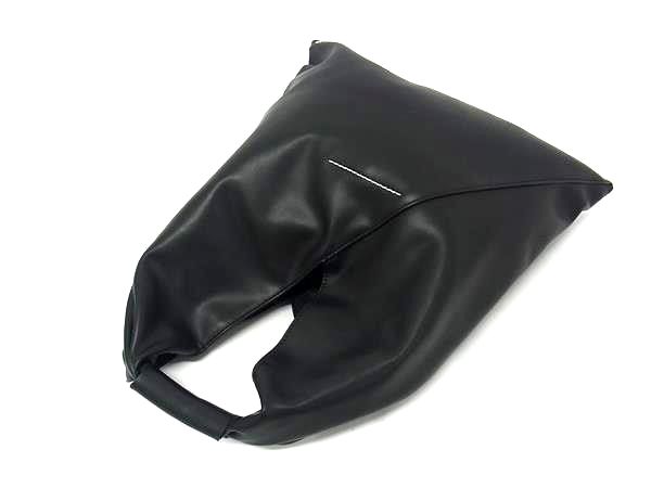 ■新品同様■ MM6 Maison エムエムシックス メゾン マルジェラ ジャパニーズ レザー ワンハンドル ハンドバッグ ブラック系 FL6087_2