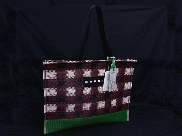 ■新品■未使用■ MARNI マルニ フラワーカフェ タタミトート PVC ハンドバッグ トートバッグ ブラウン系×マルチカラー FL6179