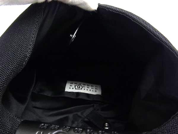 ■新品同様■ MM6 Maison エムエムシックス メゾン マルジェラ ポリエステル×レザー ワンハンドル ハンドバッグ ブラック系 FL6360_4