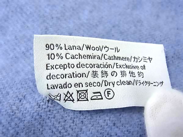 ■新品同様■ LOEWE ロエベ アナグラム ウール×カシミヤ フリンジ マフラー ストール ショール 防寒具 レディース ネイビー系 FL7580_2