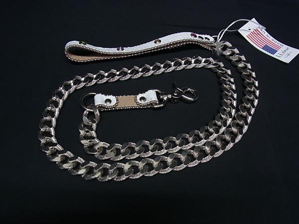 ■極美品■ b.b.simon ビービーサイモン シュプリームコラボ レザー カラーストーン ベルト シルバー系×ホワイト系 FL9458