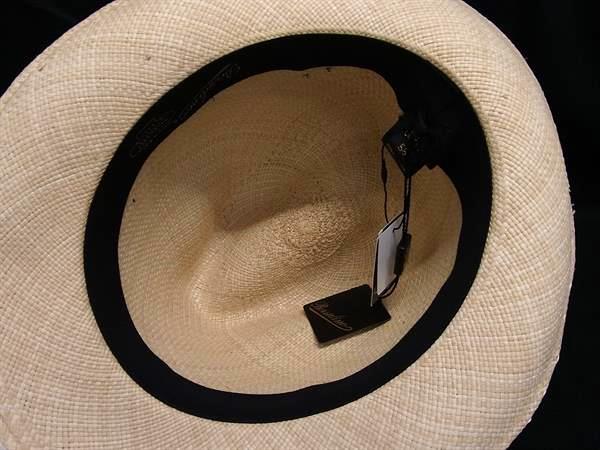 ■新品同様■ BORSALINO ボルサリーノ 天然草100％ 麦わら帽子 ストローハット 帽子 サイズ 58 ライトベージュ系×ブルー系 FL9514_3