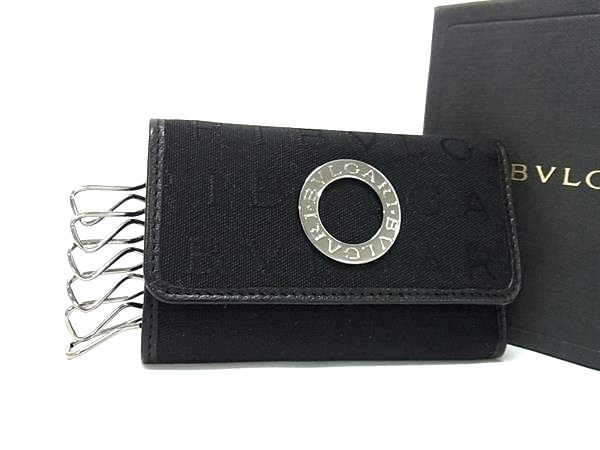 ■極美品■ BVLGARI ブルガリ ブルガリブルガリ ロゴマニア キャンバス 6連 キーケース 鍵入れ レディース ブラック系 FM2844 12,709円