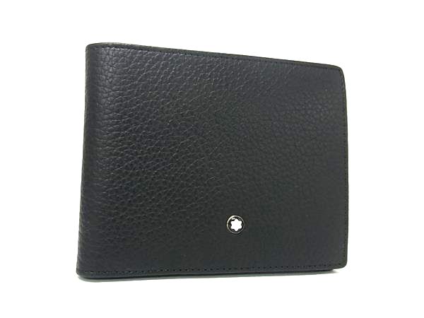 ■新品■未使用■ MONT BLANC モンブラン マイスターシュテュック レザー 二つ折り 財布 ウォレット 札入れ ブラック系 FM4039