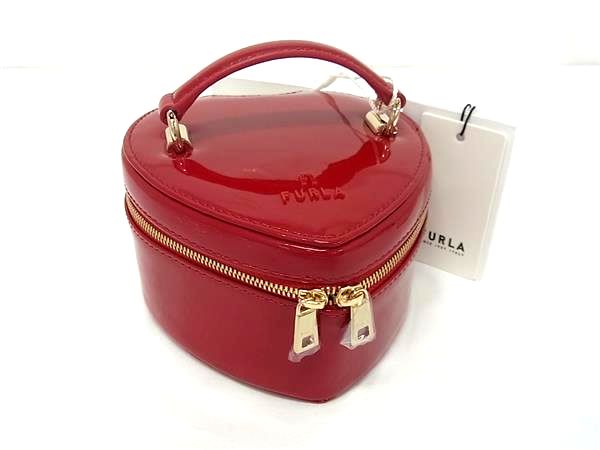 ■新品■未使用■ FURLA フルラ カメリア パテントレザー ハート ジュエリーケース 小物入れ レディース レッド系 FM4100