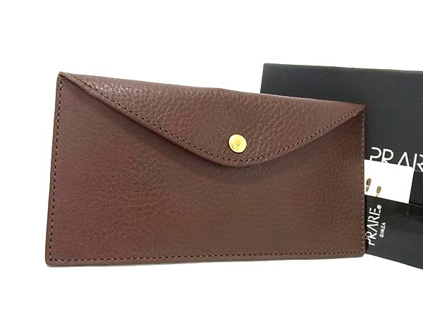 ■新品同様■ PRARE プレリー ミニマルクラシック レザー 長財布 ウォレット 札入れ レディース メンズ ブラウン系 FM4257