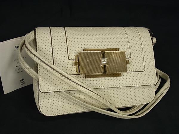 ■新品■未使用■ ANYA HINDMARCH アニヤハインドマーチ パンチング レザー クロスボディ ショルダーバッグ アイボリー系 FM5818