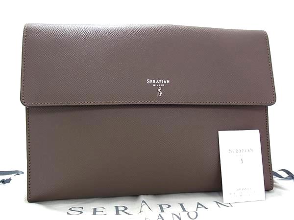 ■極美品■  SERAPIAN セラピアン レザー クラッチバッグ セカンドバッグ レディース ブラウン系 FM7295