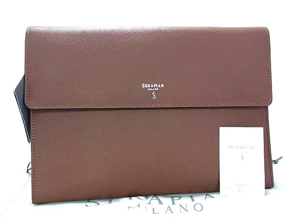 ■新品同様■ SERAPIAN セラピアン レザー クラッチバッグ セカンドバッグ レディース ブラウン系 FM7299