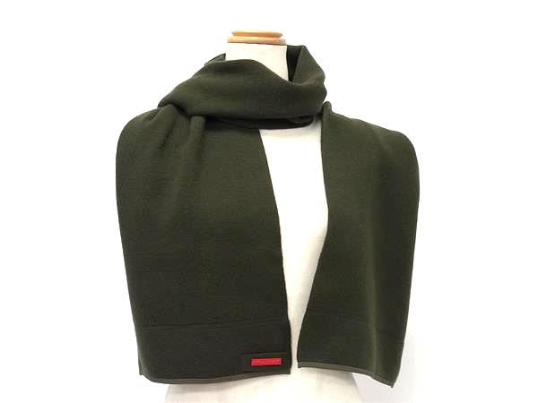 ■新品同様■ PRADA プラダ プラダスポーツ ウール100％ マフラー ストール 防寒具 メンズ レディース カーキ系×ブラック系 FN0016