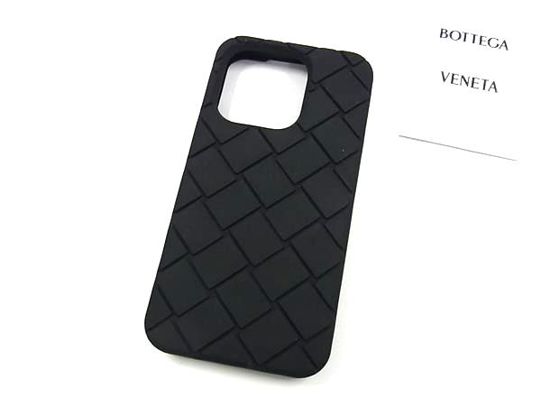■極美品■ BOTTEGA VENETA ボッテガヴェネタ イントレチャート ラバー  iPhone15 pro 対応 アイフォンケース ブラック系 FN0019