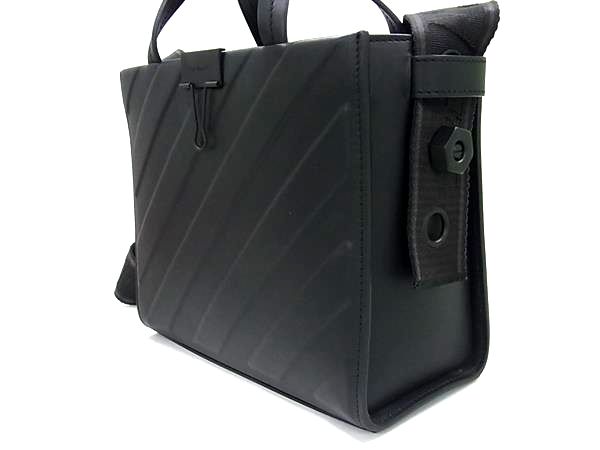 ■極美品■ Off-White オフホワイト レザー 2WAY ハンドバッグ トートバッグ ショルダー 斜め掛け レディース ブラック系 FN1665_2