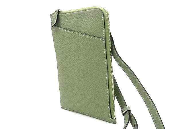 ■新品同様■ BONAVENTURA ボナベンチュラ ライリー レザー ポシェット クロスボディ スマホバッグ ショルダー グリーン系 FN1673 □新品同様□ BONAVENTURA ボナベンチュラ ライリー レザー ポシェット