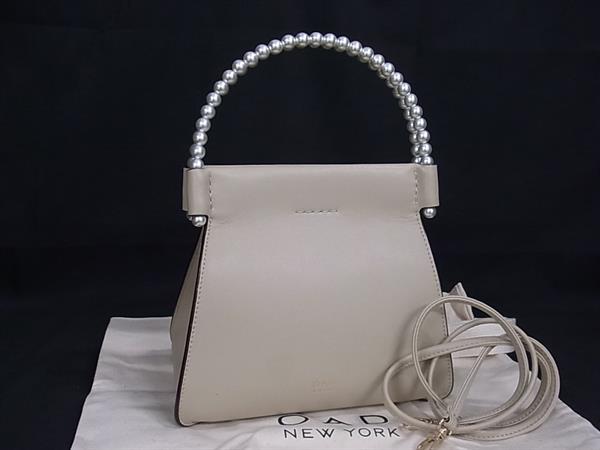 ■極美品■ OAD NEW YORK オーエーディー ニューヨーク レザー 2WAY ハンドバッグ トート 斜め掛け ショルダー クリーム系 FN2975