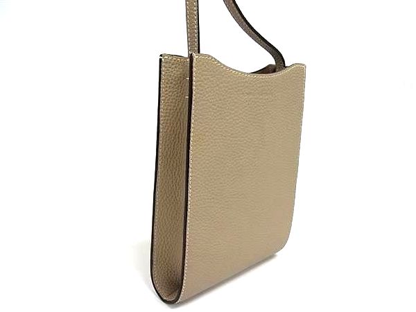 ■極美品■ BONAVENTURA ボナベンチュラ レザー ワンショルダーバッグ クロスボディ ポシェット 斜め掛け グレージュ系 FN2978_1