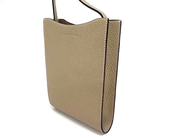 ■極美品■ BONAVENTURA ボナベンチュラ レザー ワンショルダーバッグ クロスボディ ポシェット 斜め掛け グレージュ系 FN2978_2