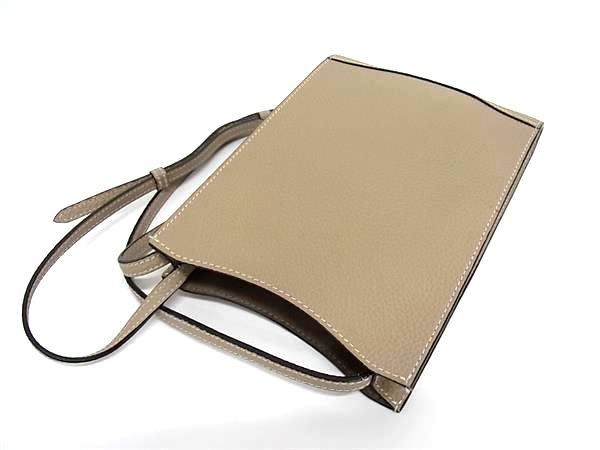 ■極美品■ BONAVENTURA ボナベンチュラ レザー ワンショルダーバッグ クロスボディ ポシェット 斜め掛け グレージュ系 FN2978_4