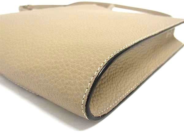 ■極美品■ BONAVENTURA ボナベンチュラ レザー ワンショルダーバッグ クロスボディ ポシェット 斜め掛け グレージュ系 FN2978_6