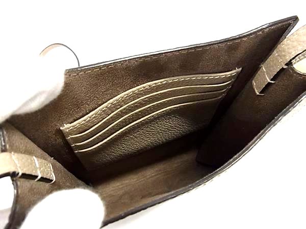 ■極美品■ BONAVENTURA ボナベンチュラ レザー ワンショルダーバッグ クロスボディ ポシェット 斜め掛け グレージュ系 FN2978_7