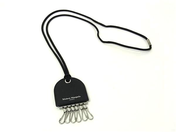 ■極美品■ Maison Margiela メゾン マルジェラ レザー 6連 ショルダーキーリング ネックストラップ ブラック系 FN4938