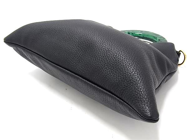 ■新品同様■ MARNI マルニ ヴェニス レザー 2WAY ワンハンドル ハンドバッグ ショルダー 斜め掛け ブラック系×グリーン系 FN5820_3