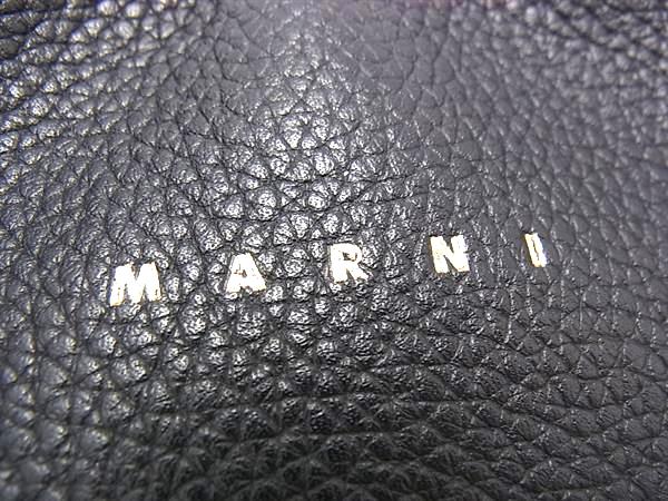 ■新品同様■ MARNI マルニ ヴェニス レザー 2WAY ワンハンドル ハンドバッグ ショルダー 斜め掛け ブラック系×グリーン系 FN5820_5