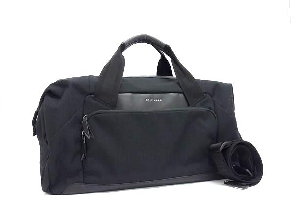 ■新品同様■ COLE HAAN コールハーン キャンバス×レザー 2WAY クロスボディ ショルダー ボストン ハンドバッグ ブラック系 FN8922