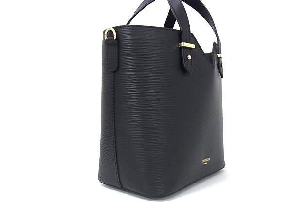 ■新品同様■ CAMELIA ROMA カメリアローマ レザー 2WAY ハンドバッグ ショルダー レディース ブラック系 FP2520_1