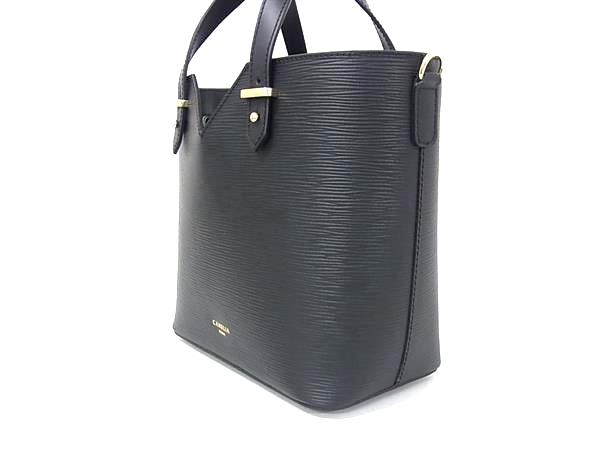 ■新品同様■ CAMELIA ROMA カメリアローマ レザー 2WAY ハンドバッグ ショルダー レディース ブラック系 FP2520_2