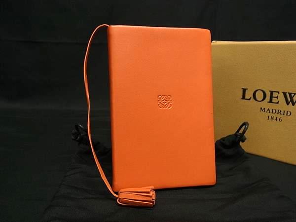 ■新品■未使用■ LOEWE ロエベ アナグラム レザー タッセル 手帳 メモ帳 文房具 ステーショナリー オレンジ系 FP4727