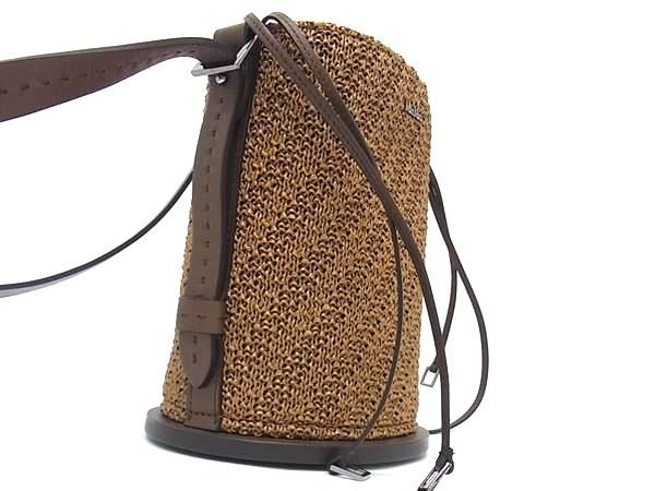 ■極美品■ Max Mara マックスマーラ ストロー×レザー 2WAY ハンドバッグ ショルダー クロスボディ レディース ブラウン系 FP5817_1