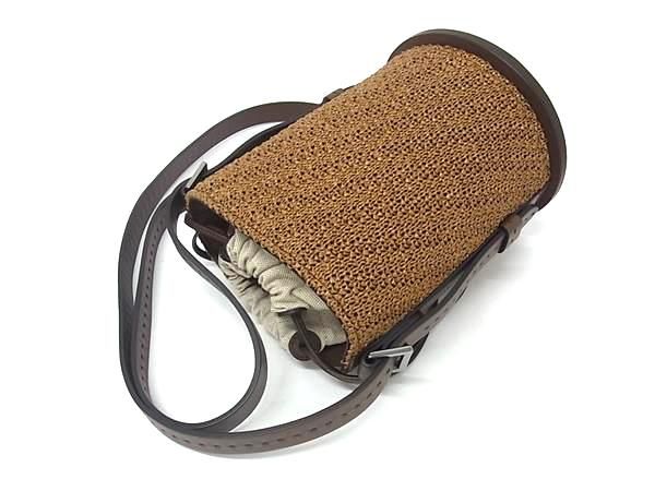 ■極美品■ Max Mara マックスマーラ ストロー×レザー 2WAY ハンドバッグ ショルダー クロスボディ レディース ブラウン系 FP5817_4
