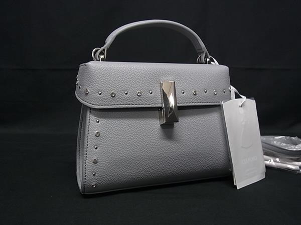 ■新品■未使用■ CELFORD セルフォード リュタン ビジュースタッズポシェット レザー 2WAY ハンドバッグ 斜め掛け グレー系 FP5821