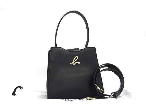 新品同様　アニエスベー　ハンドバッグ　ショルダーバッグ　2way レザー　黒 □新品同様□ agnes b. アニエスベー レザー 2WAY クロスボディ