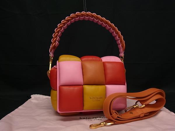■新品同様■ kate spade ケイトスペード K9016 ボクシー レザー 2WAY ハンドバッグ ショルダー レディース マルチカラー FP5848