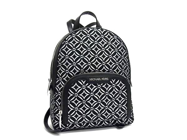 ■新品同様■ MICHAEL KORS マイケルコース キャンバス×レザー リュックサック バックパック ブラック系×シルバー系 FP5857