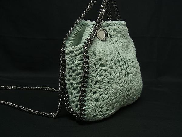 ■美品■ STELLA McCARTNEY ステラ マッカートニー  ファラベラ コットン クロシェ ショルダーバッグ ライトブルー系 FP5925_1